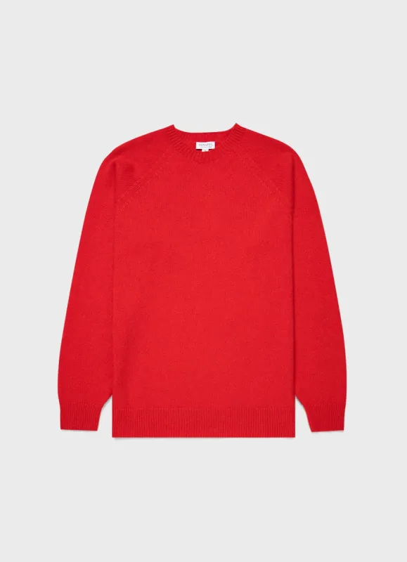 Men's Lambswool Crew Neck Jumper in Chilli sold by Sunspel
