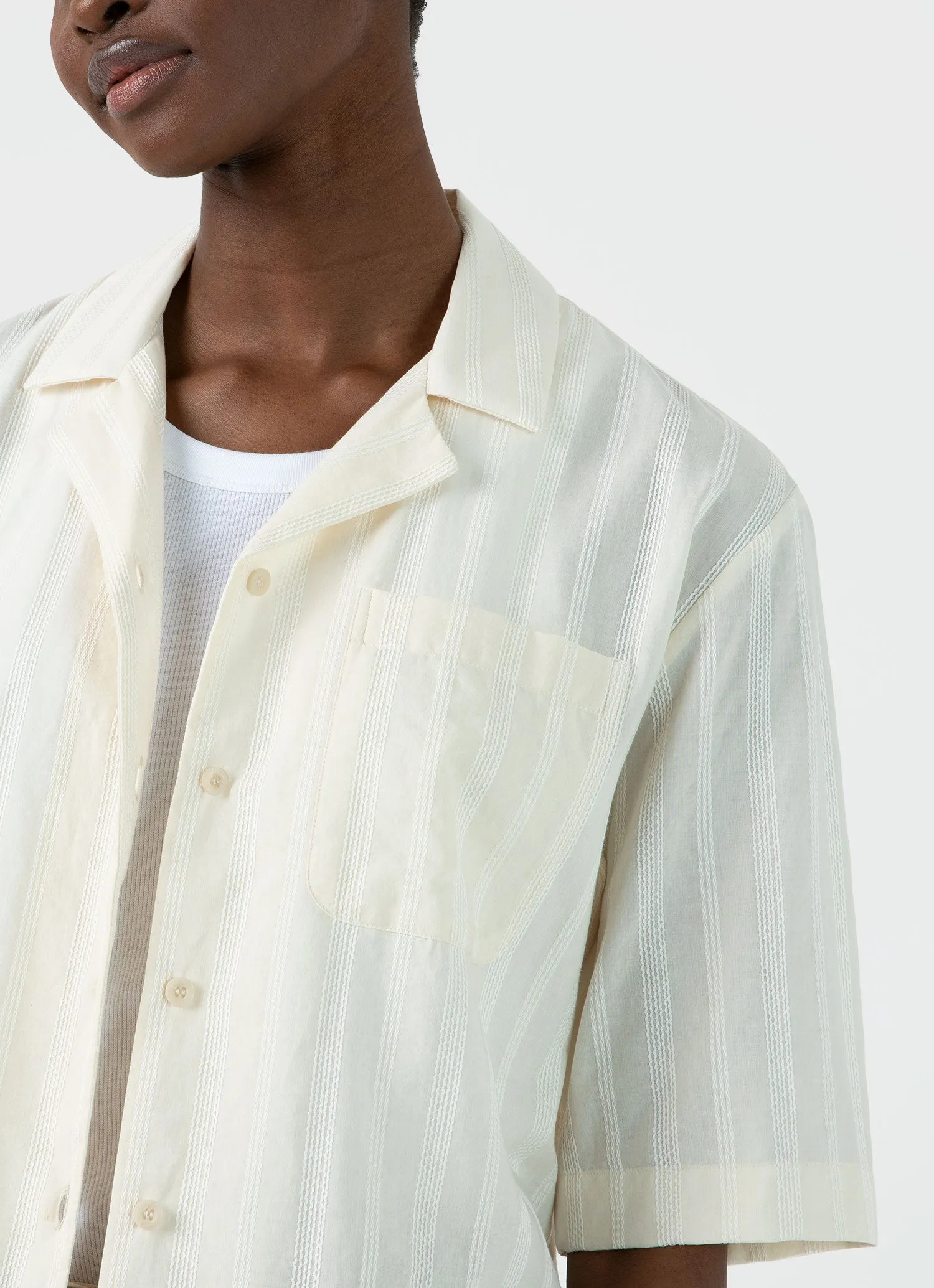 Women's Camp Collar Shirt in Ecru sold by Sunspel product image thumbnail 3