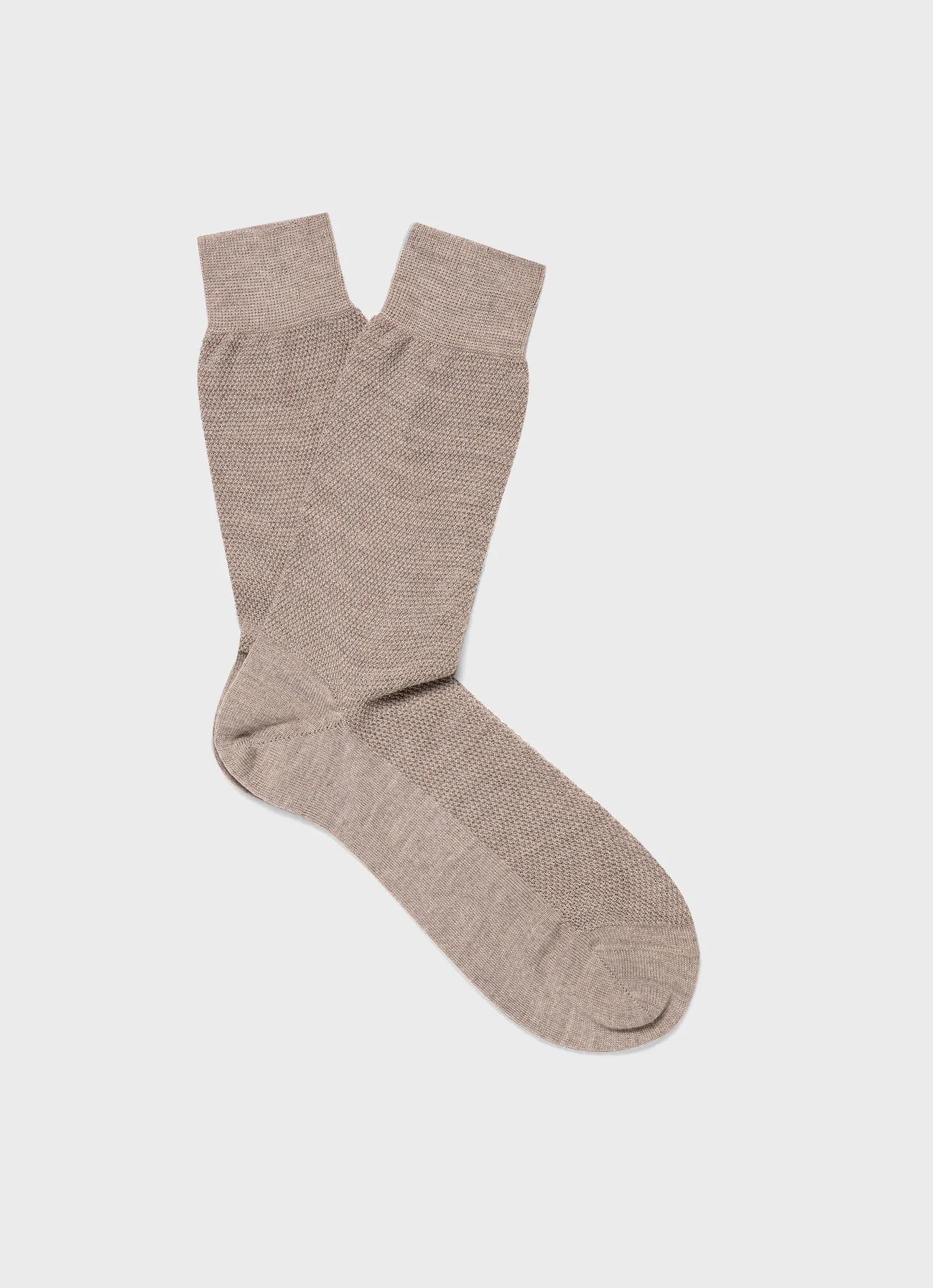 Men's Merino Wool Waffle Socks in Putty sold by Sunspel