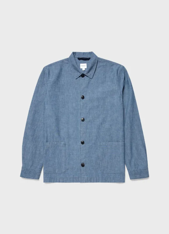 Men's Chambray Twin Pocket Jacket in Chambray sold by Sunspel