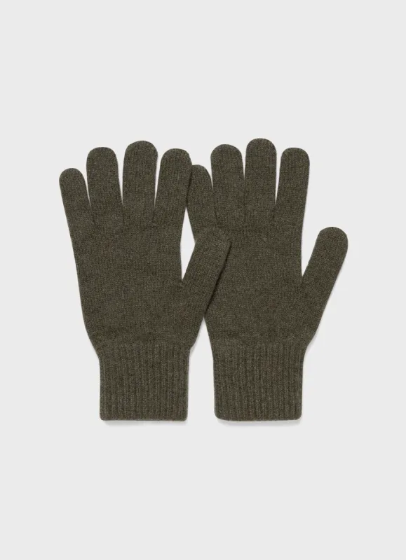 Cashmere Knitted Glove in Dark Moss sold by Sunspel