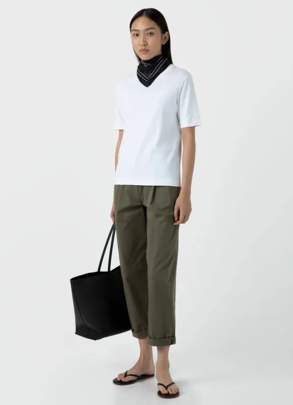 Women's Mid Sleeve T-shirt in White sold by Sunspel