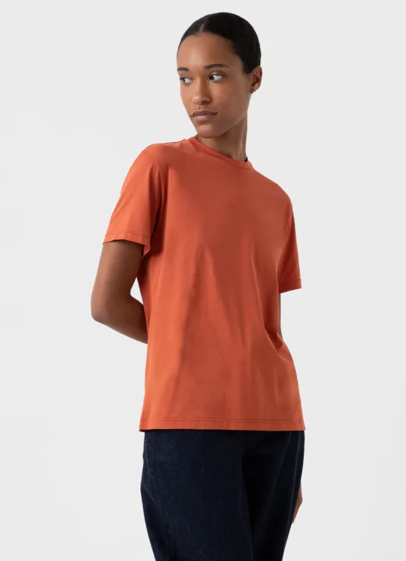 Women's Boy-Fit T-shirt in Burnt Sienna sold by Sunspel