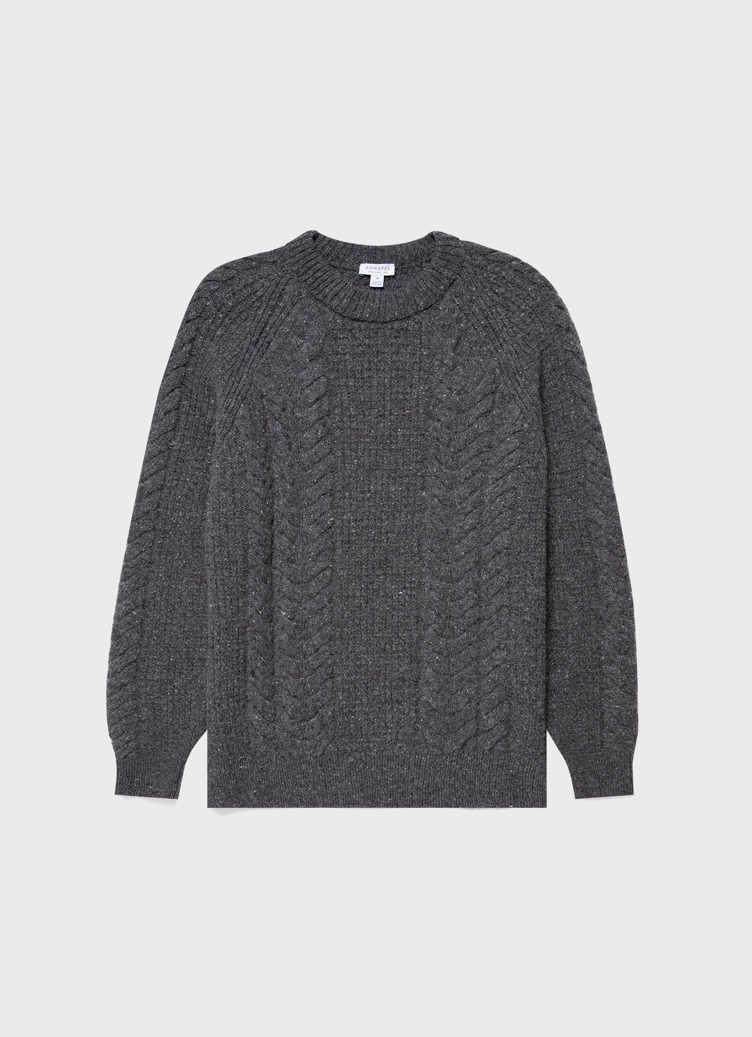 Men's Textured Donegal Jumper in Mid Grey Donegal sold by Sunspel