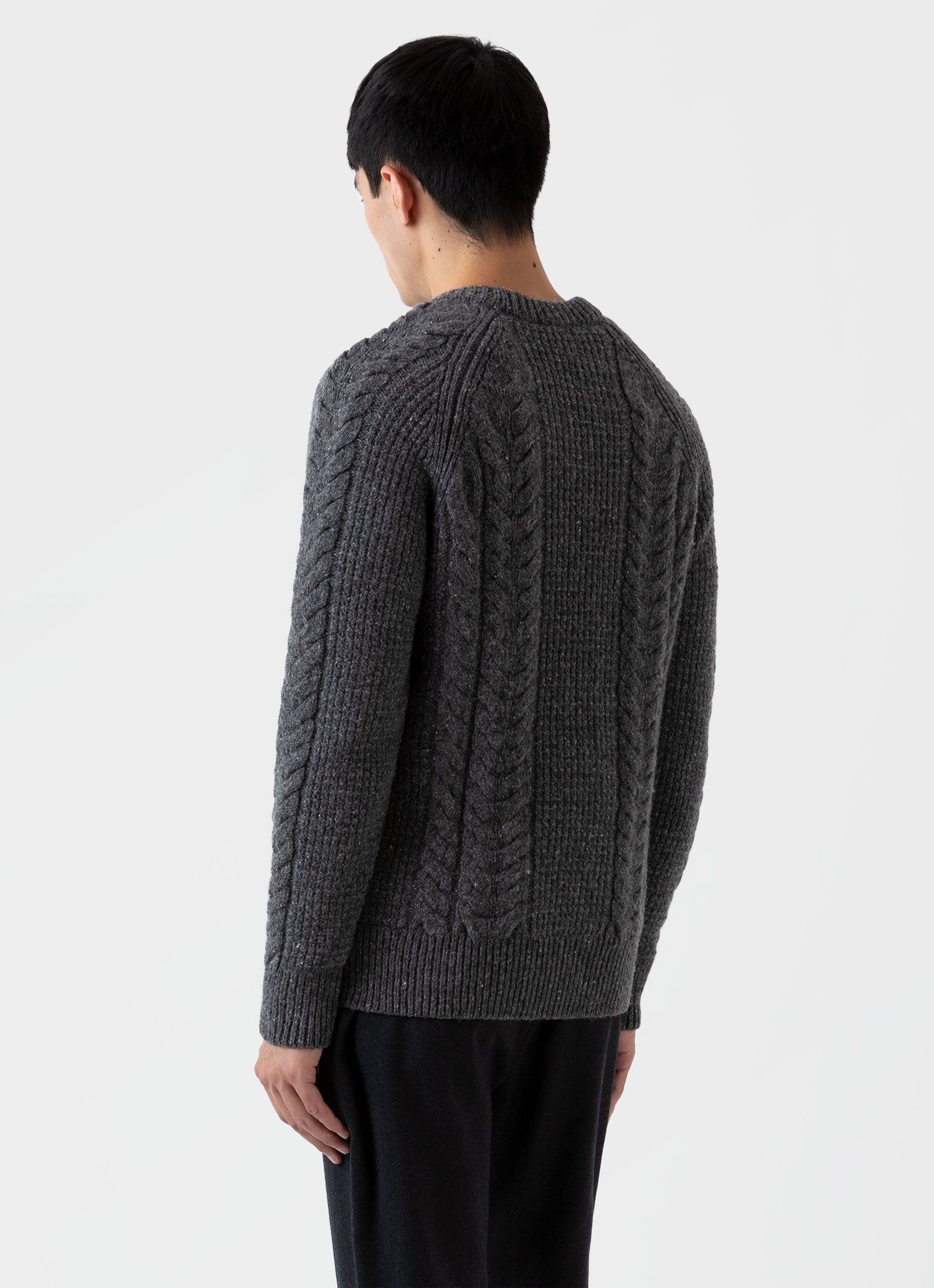 Men's Textured Donegal Jumper in Mid Grey Donegal sold by Sunspel product image thumbnail 4