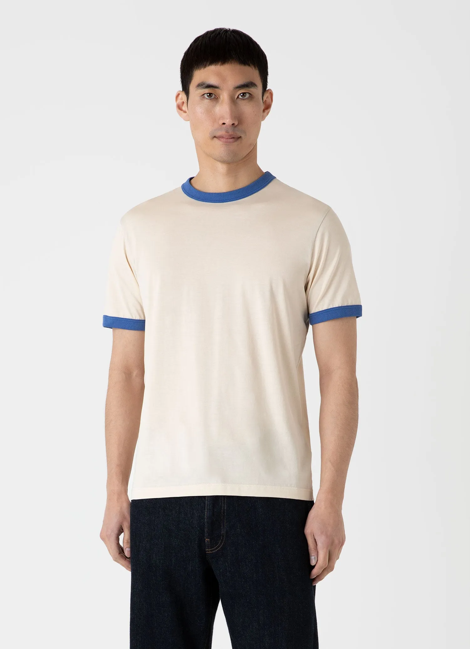 Men's Classic Ringer T-shirt in French Blue sold by Sunspel product image thumbnail 2
