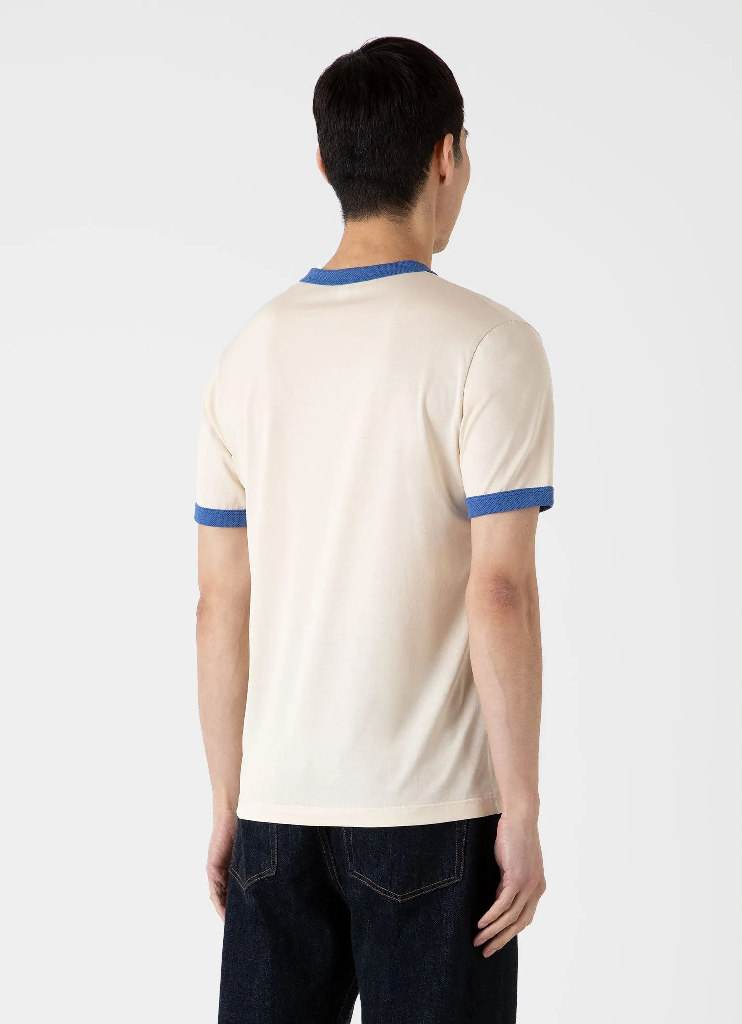 Men's Classic Ringer T-shirt in French Blue sold by Sunspel product image thumbnail 5