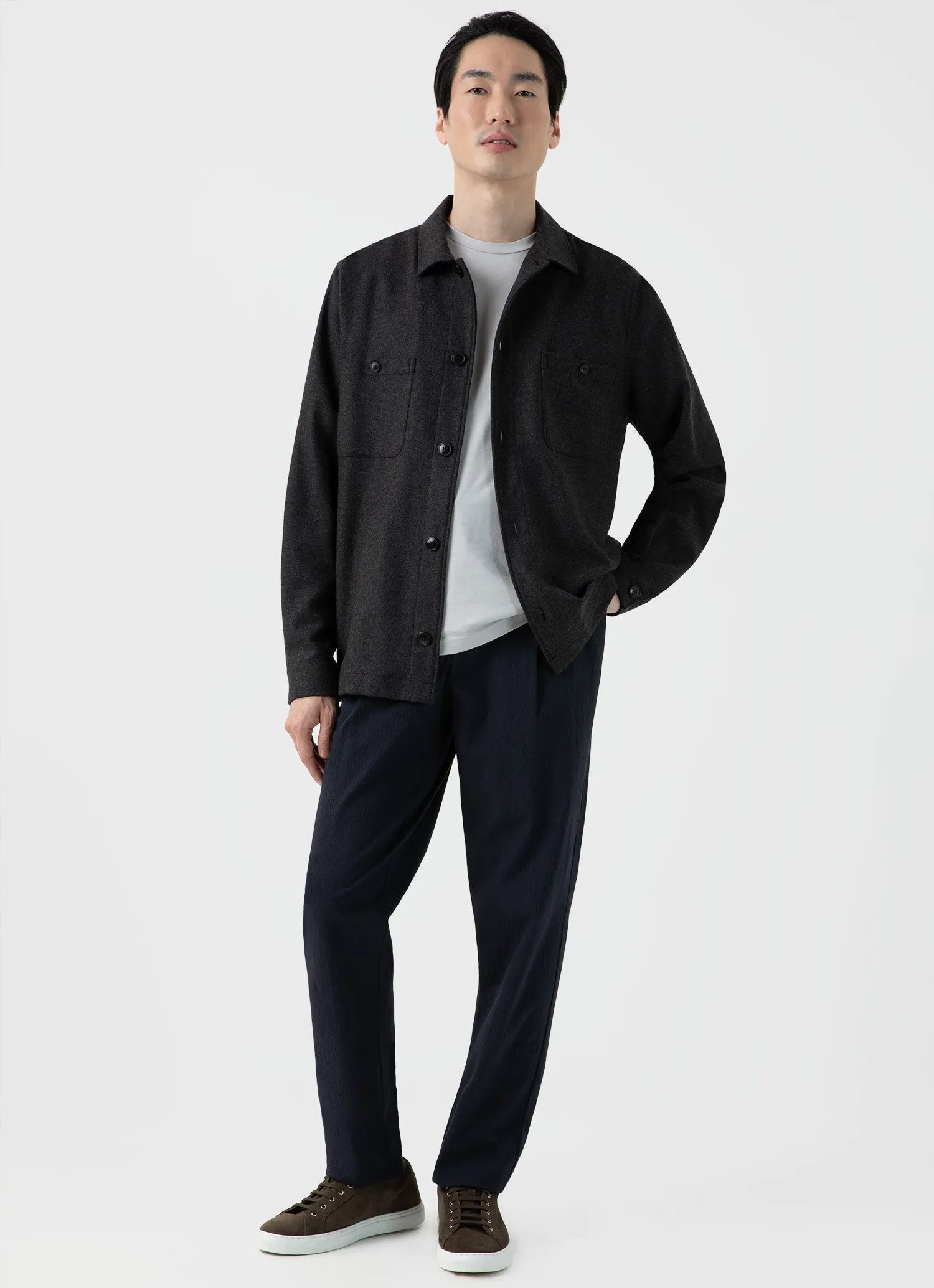 Men's Riviera Midweight T‑shirt in Smoke sold by Sunspel product image thumbnail 3