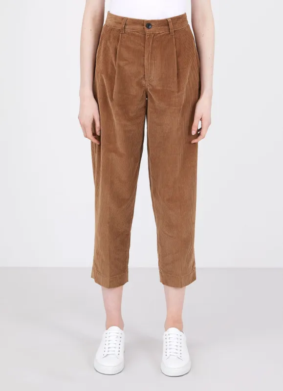 Women's Corduroy Trouser in Dark Camel sold by Sunspel
