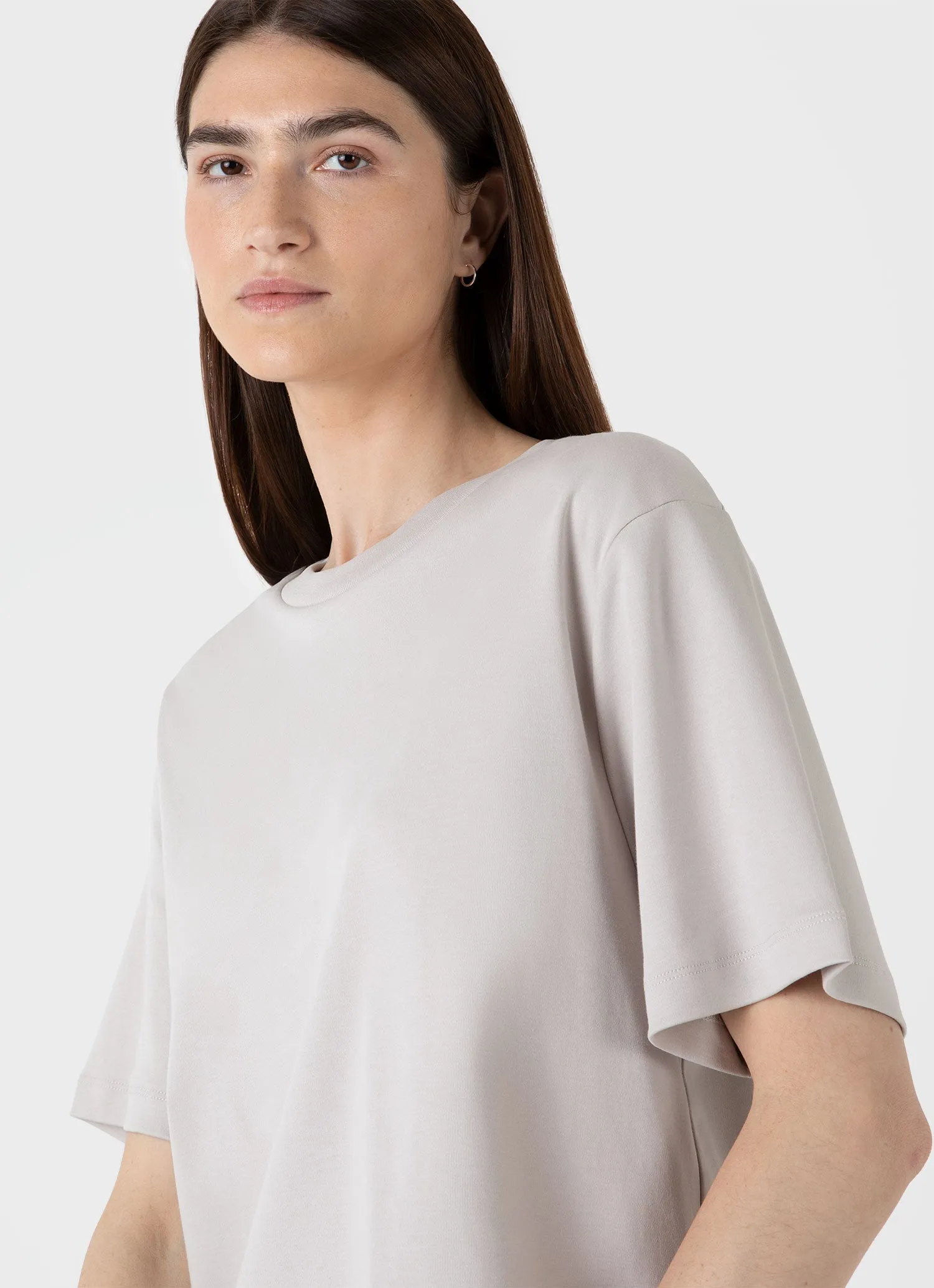 Women's Boxy Heavyweight T-shirt in Putty sold by Sunspel product image thumbnail 4