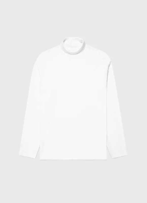 Men's Brushed Cotton Turtle Neck in White sold by Sunspel