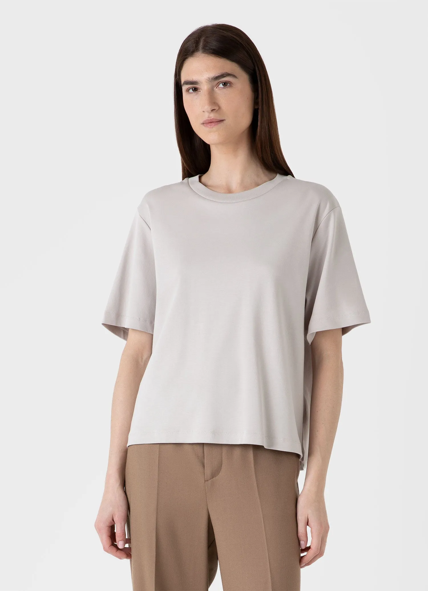 Women's Boxy Heavyweight T-shirt in Putty sold by Sunspel