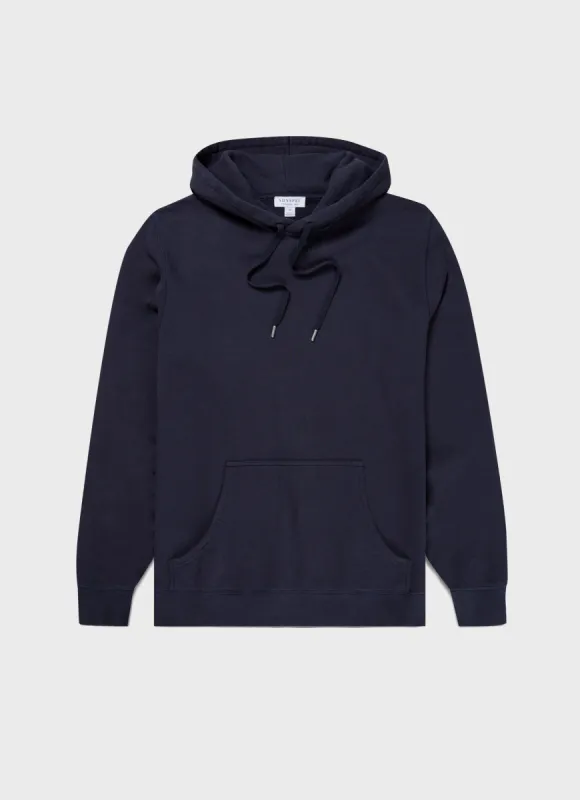 Men's Loopback Hoodie in Navy sold by Sunspel