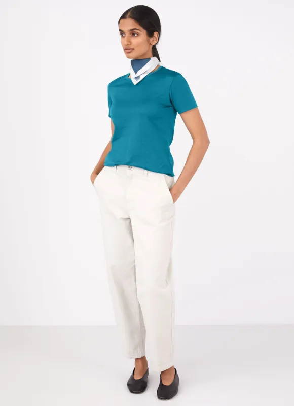 Women's Classic T-shirt in Lagoon Blue sold by Sunspel