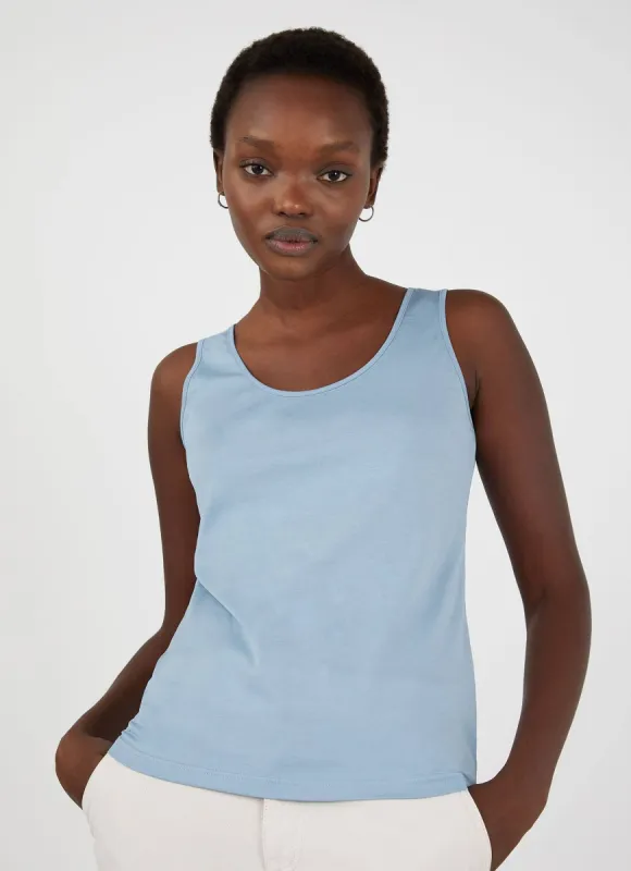 Women's Classic Vest in Blue Mist sold by Sunspel