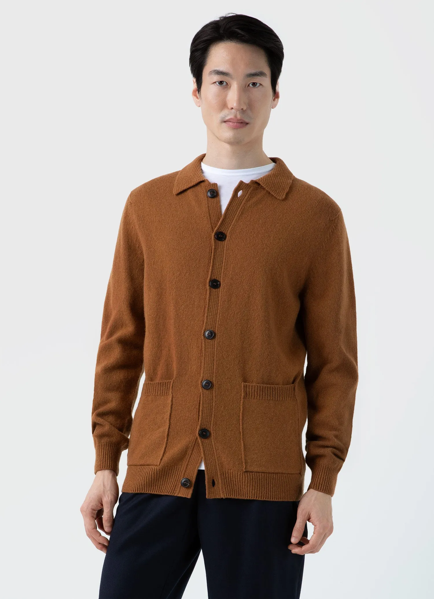 Men's Lambswool Jacket in Dark Camel sold by Sunspel product image thumbnail 2