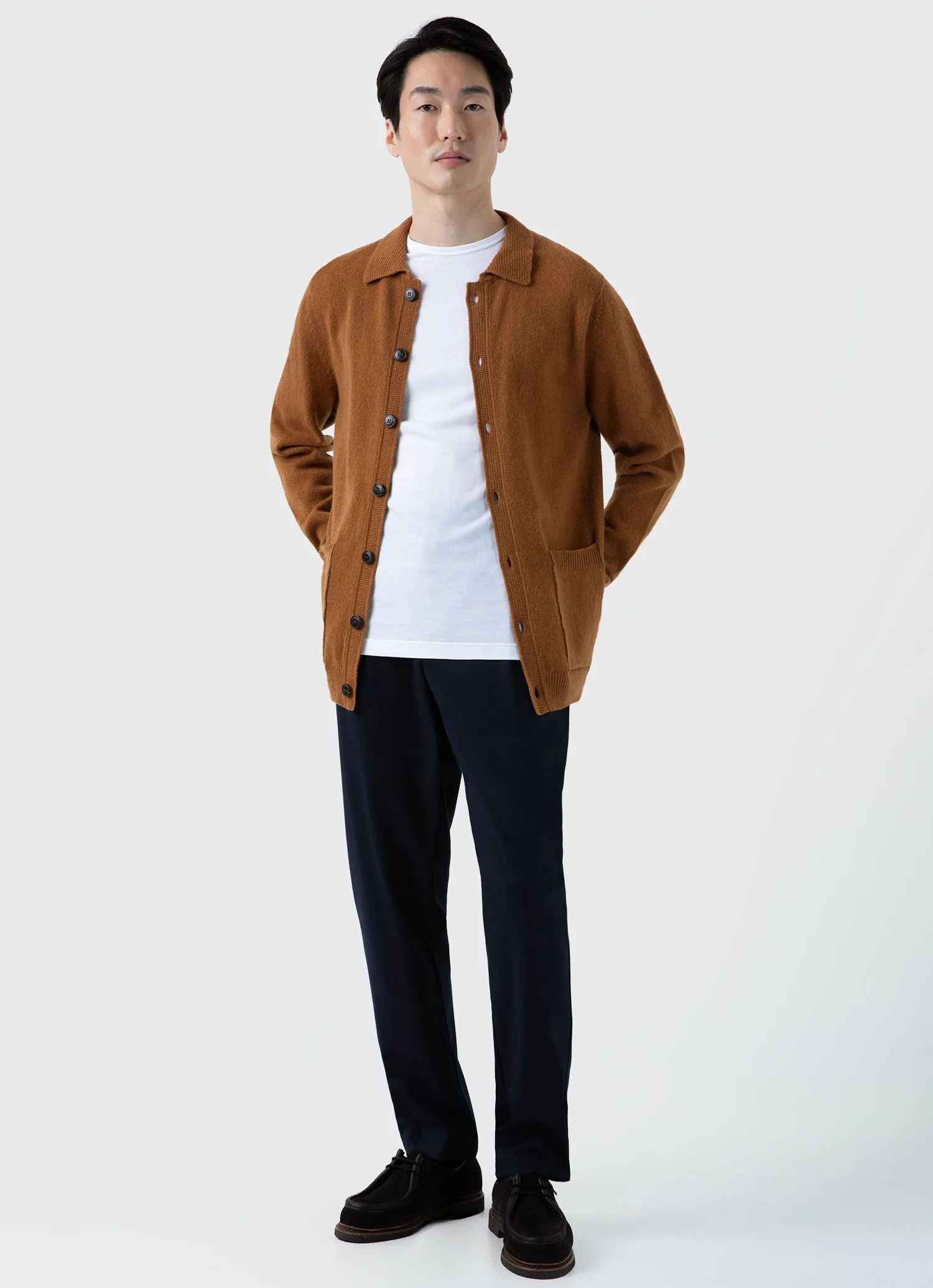 Men's Lambswool Jacket in Dark Camel sold by Sunspel product image thumbnail 3