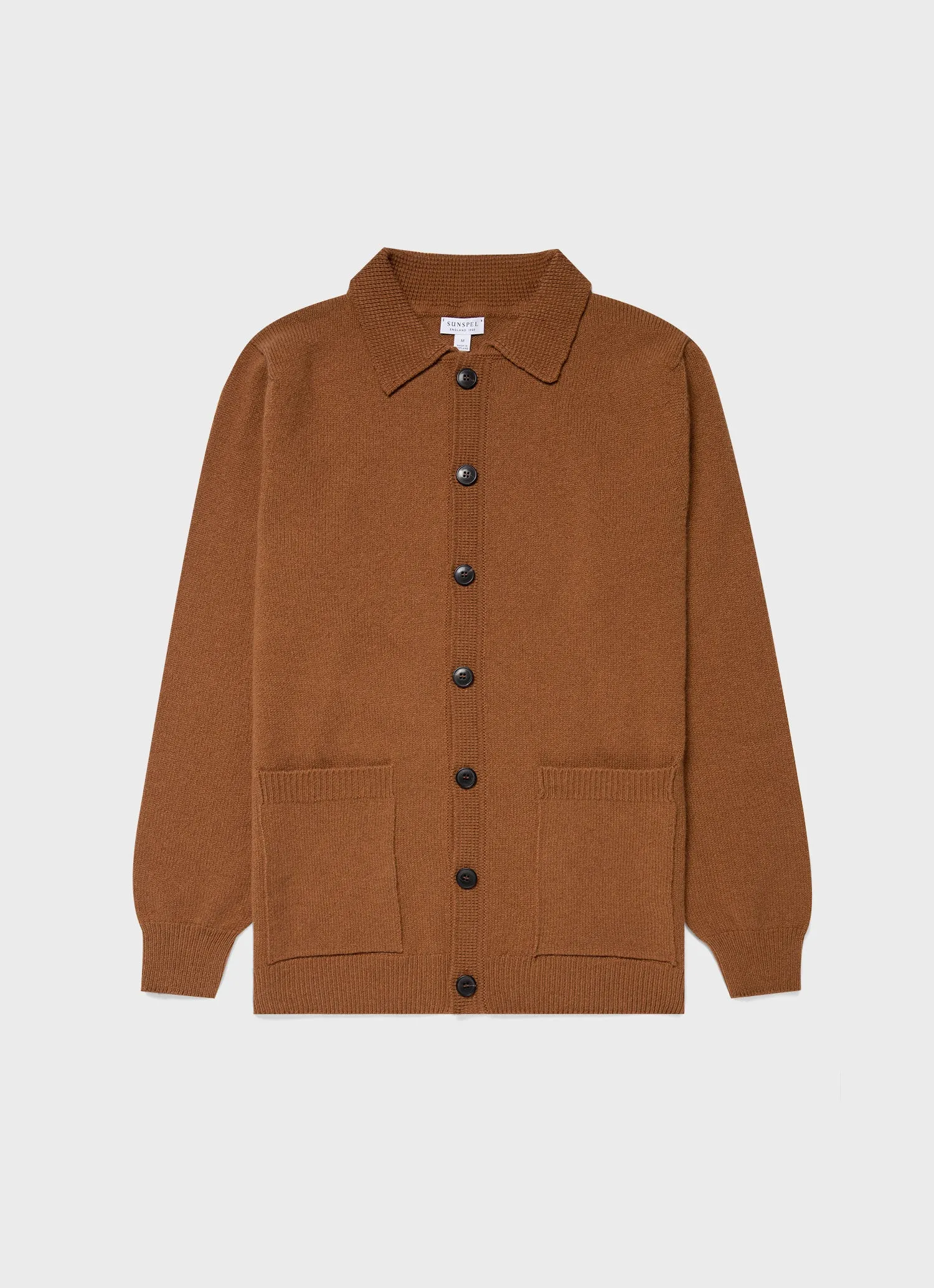 Men's Lambswool Jacket in Dark Camel sold by Sunspel