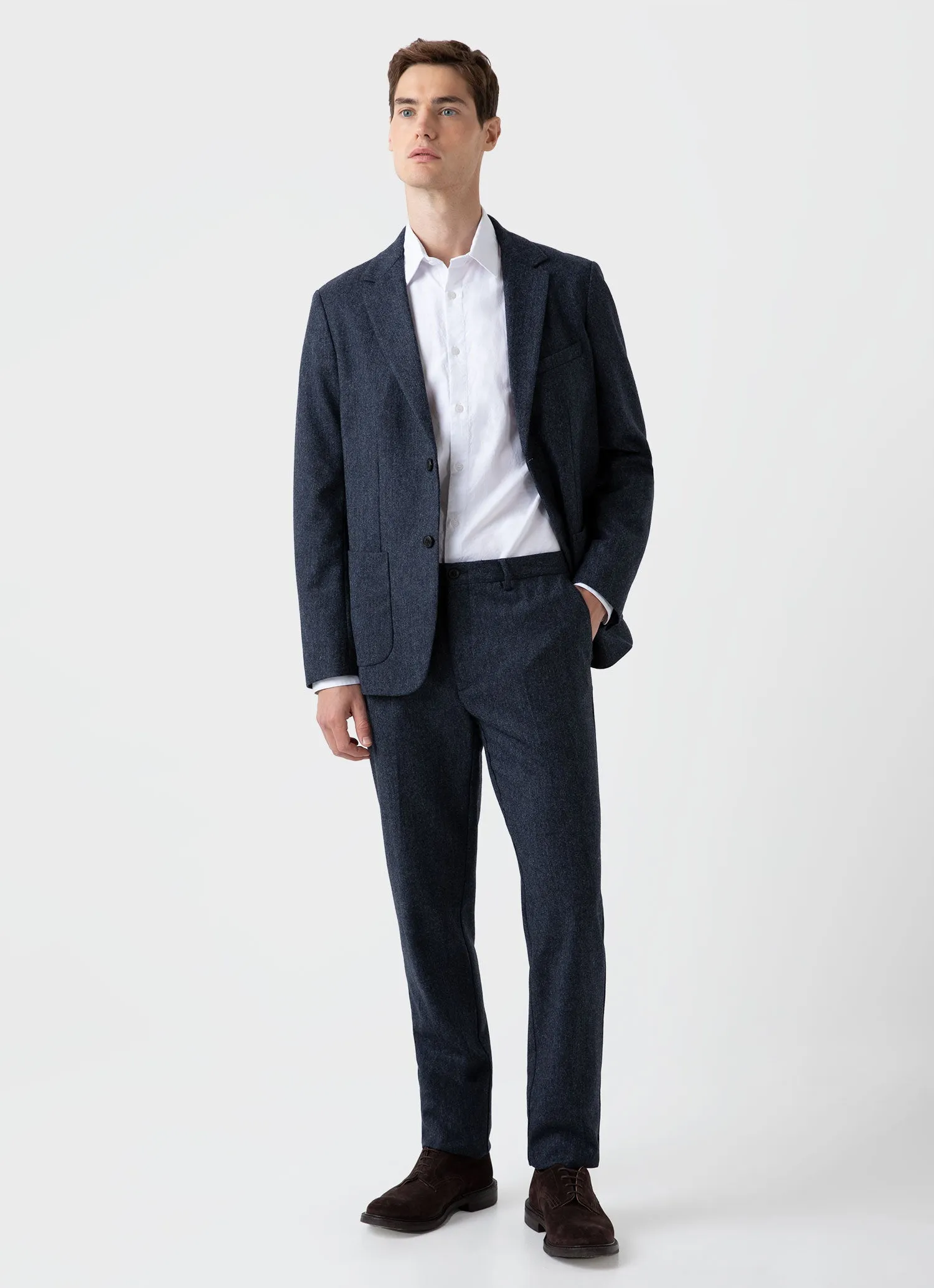 Men's Donegal Wool Trouser in Space Blue sold by Sunspel product image thumbnail 2