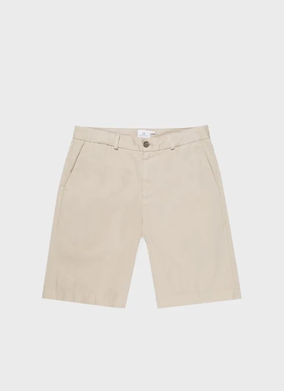 Men's Stretch Cotton Twill Chino Shorts in Light Stone sold by Sunspel