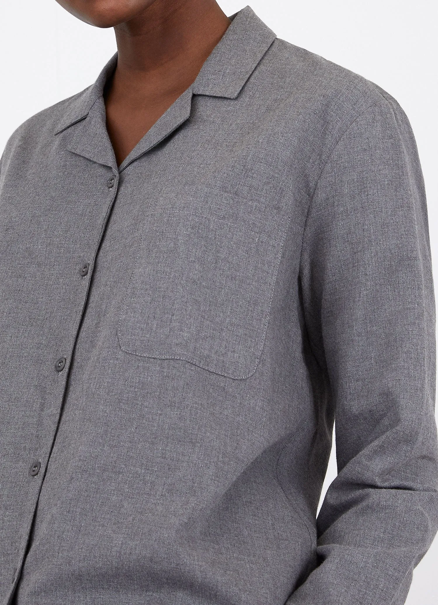 Women's Pyjama Shirt in Mid Grey Melange sold by Sunspel product image thumbnail 4