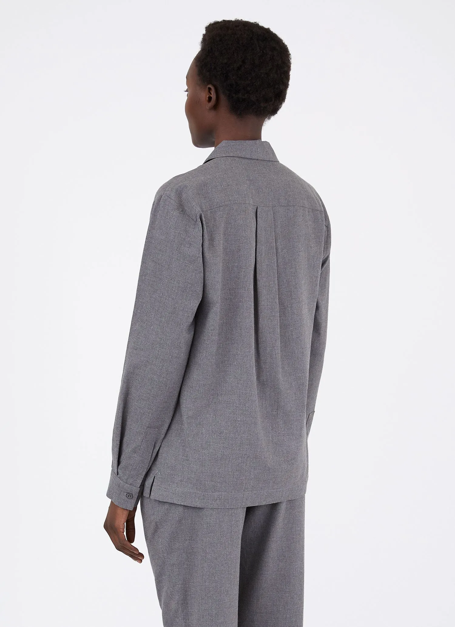 Women's Pyjama Shirt in Mid Grey Melange sold by Sunspel product image thumbnail 3