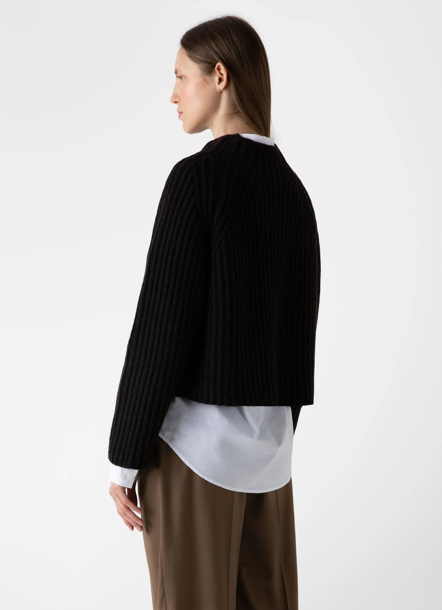Women's Lambswool Chunky Funnel Neck Jumper in Coffee Twist sold by Sunspel product image thumbnail 4