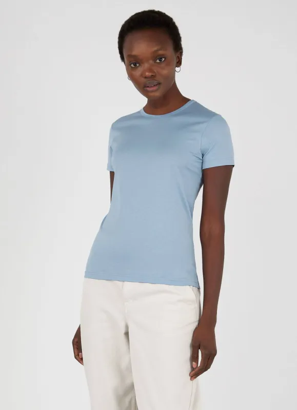 Women's Classic T-shirt in Blue Mist sold by Sunspel