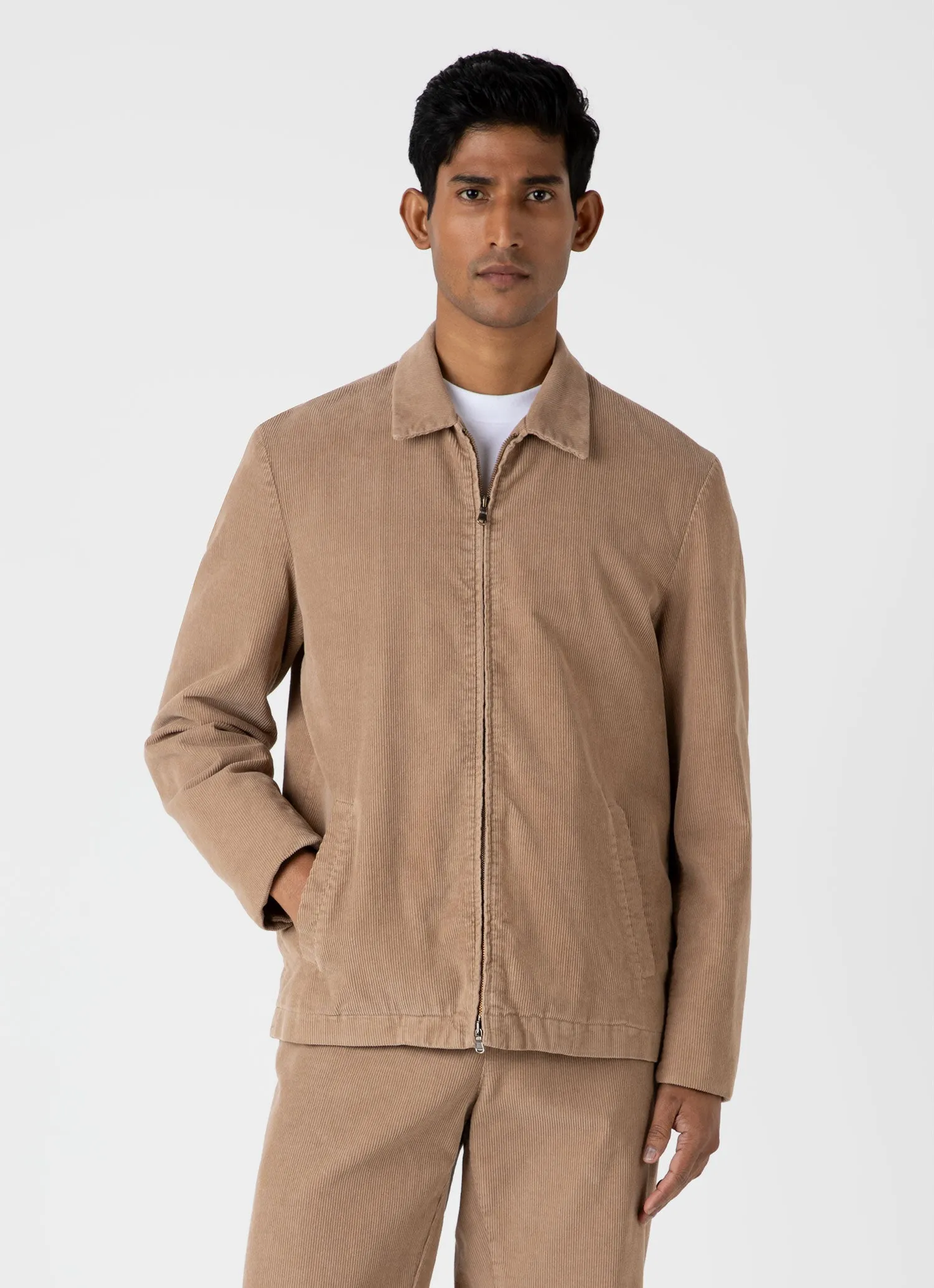 Men's Cord Harrington Jacket in Sandstone sold by Sunspel product image thumbnail 2