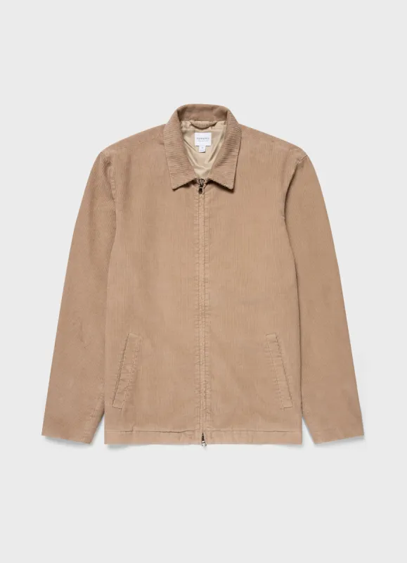 Men's Cord Harrington Jacket in Sandstone sold by Sunspel