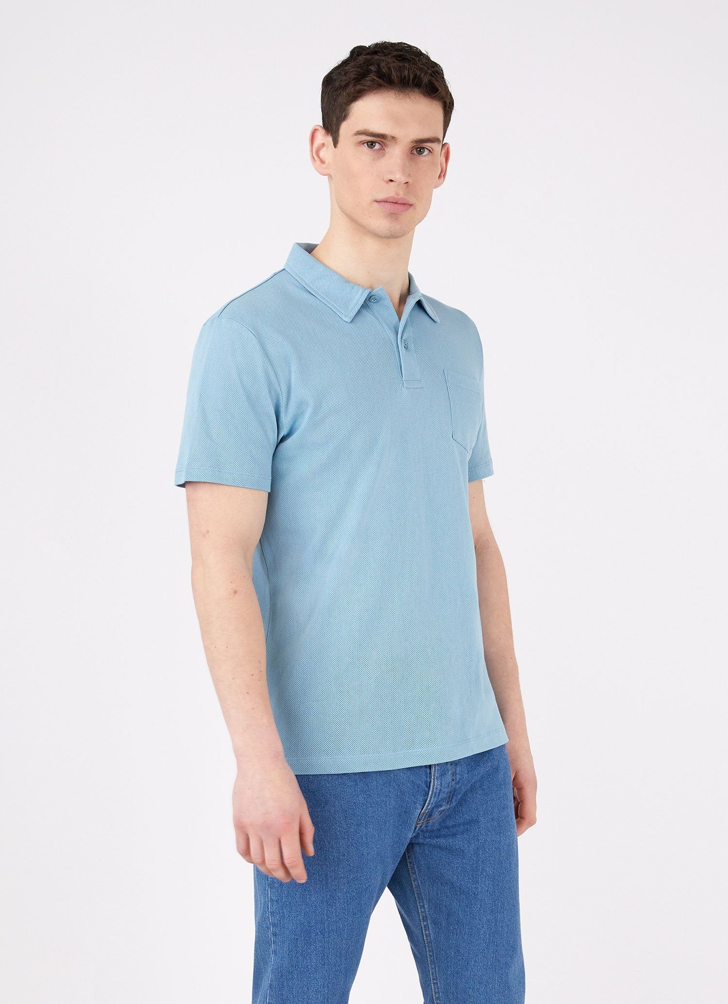 Men's Riviera Polo Shirt in Storm Blue sold by Sunspel product image thumbnail 2