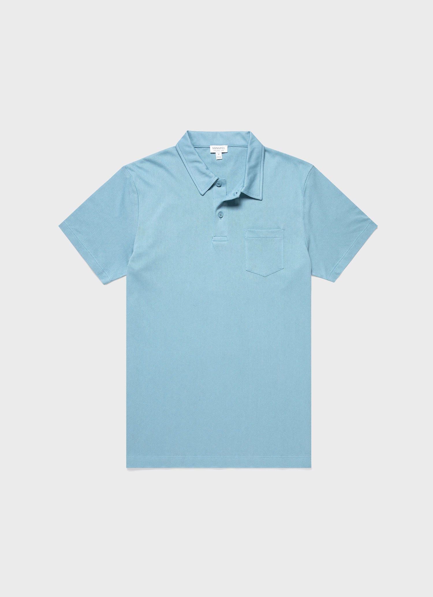 Men's Riviera Polo Shirt in Storm Blue sold by Sunspel