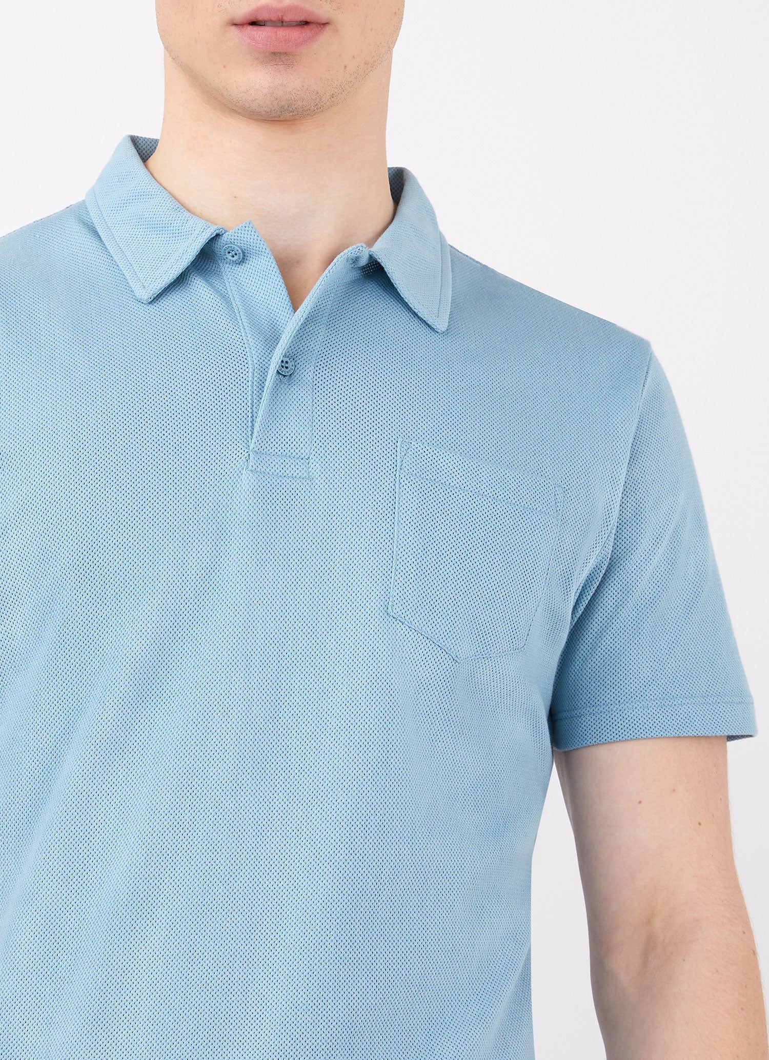 Men's Riviera Polo Shirt in Storm Blue sold by Sunspel product image thumbnail 5