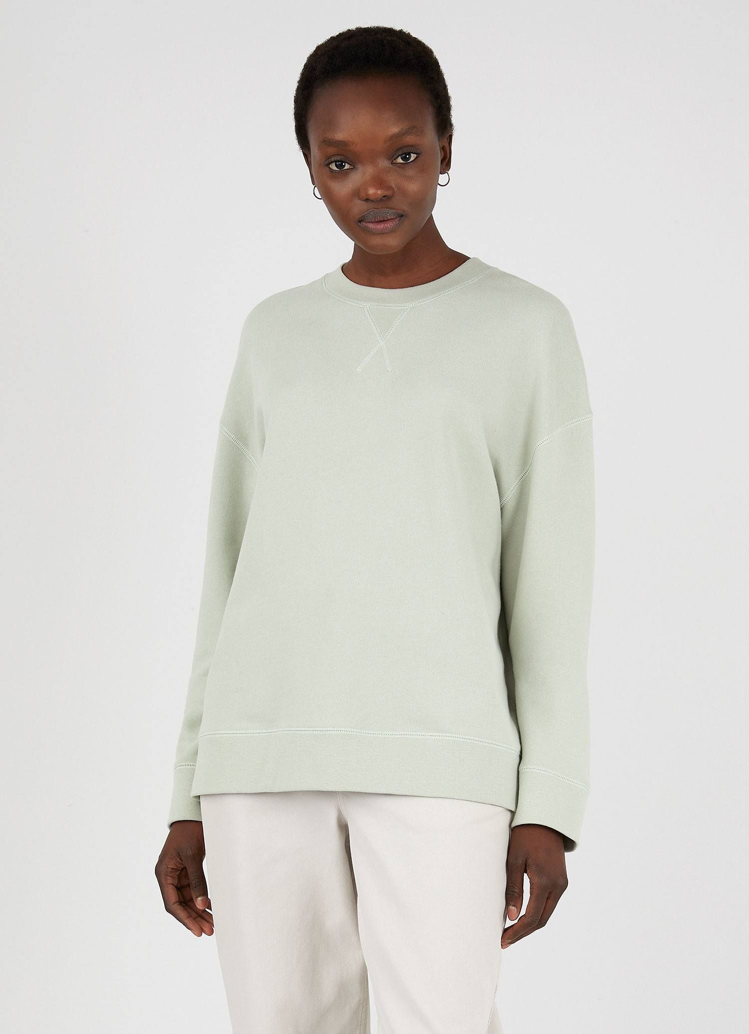 Women's Relaxed Loopback Sweatshirt in Pistachio sold by Sunspel product image thumbnail 2