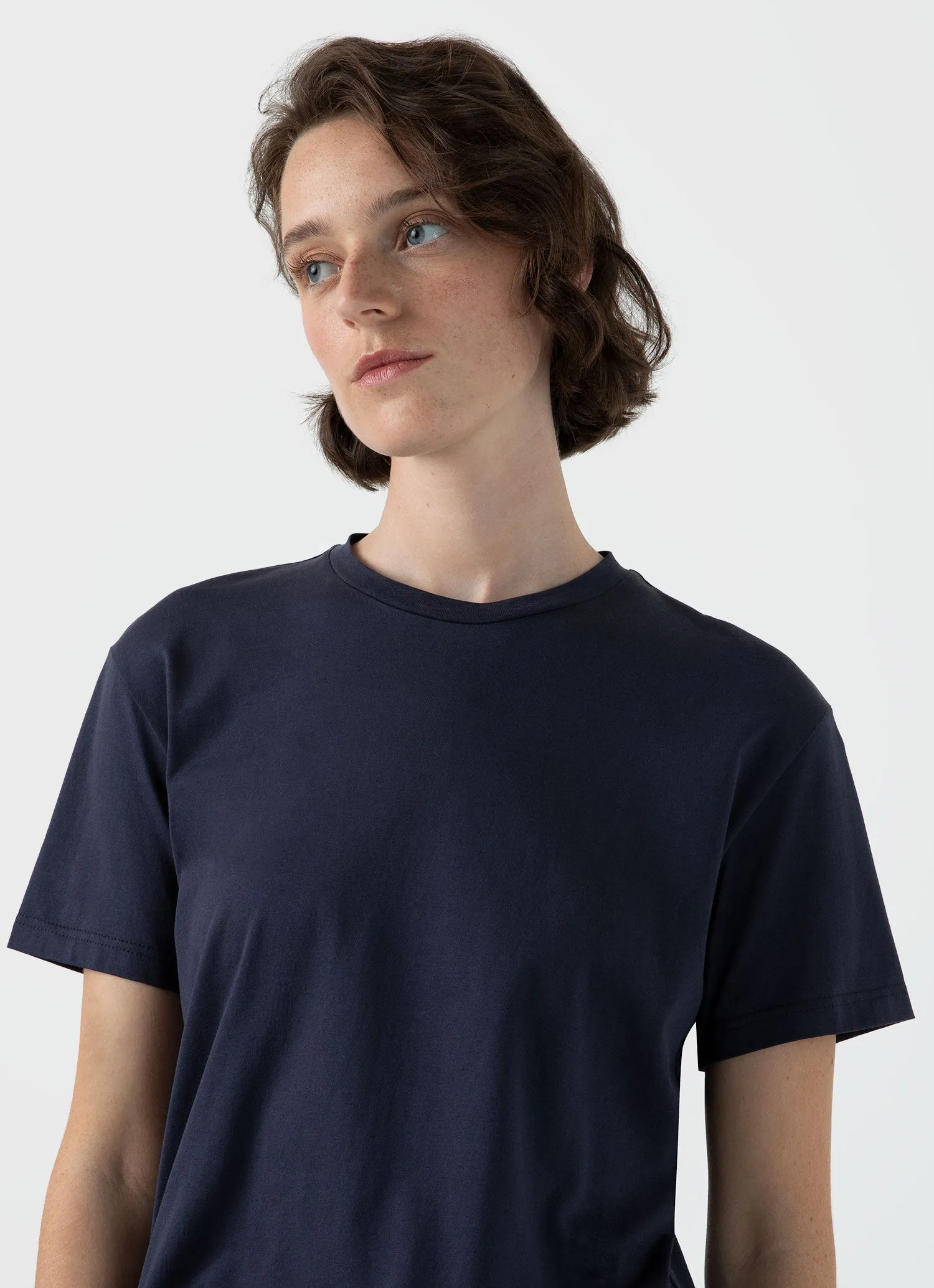 Women's Boy Fit T-shirt in Navy sold by Sunspel product image thumbnail 3