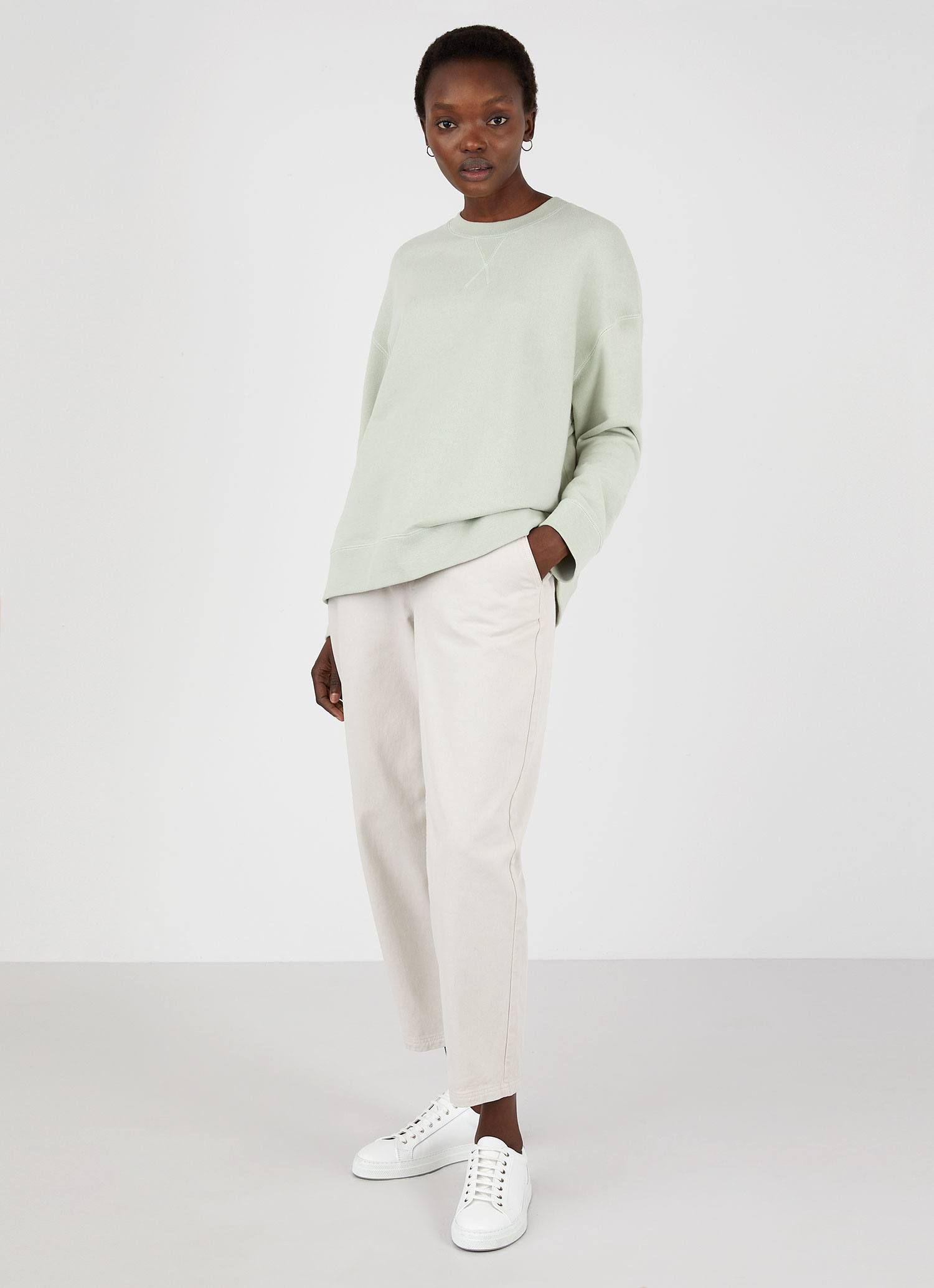 Women's Relaxed Loopback Sweatshirt in Pistachio sold by Sunspel