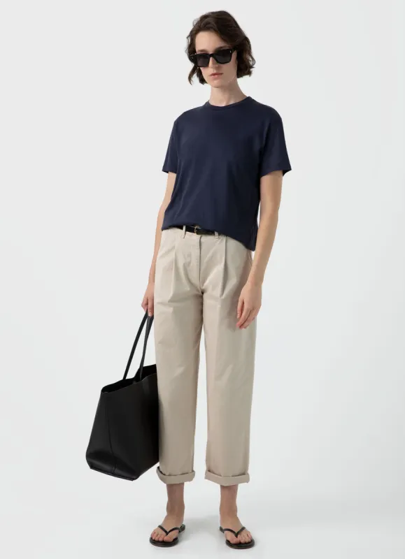 Women's Boy Fit T-shirt in Navy sold by Sunspel