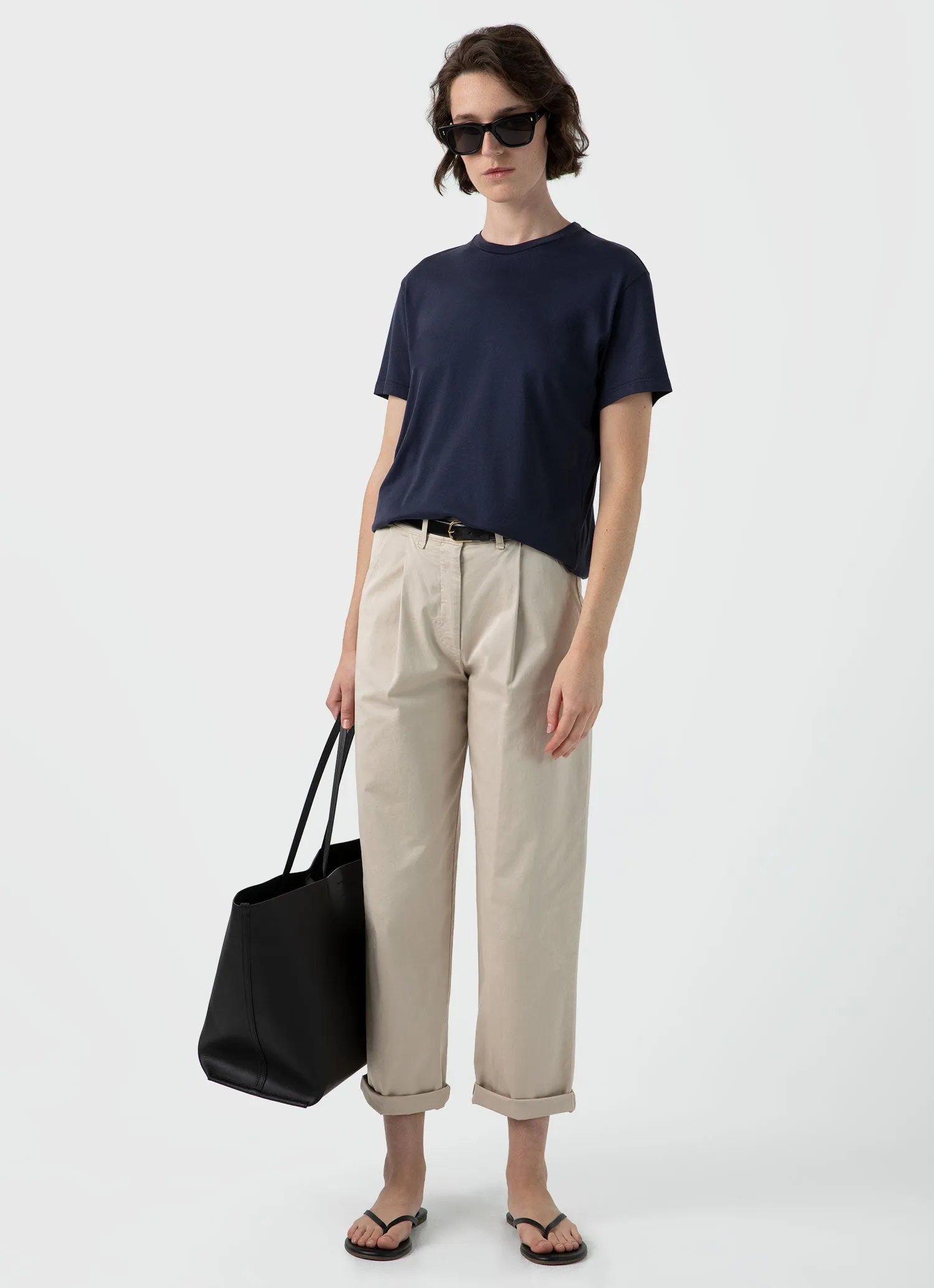 Women's Boy Fit T-shirt in Navy sold by Sunspel