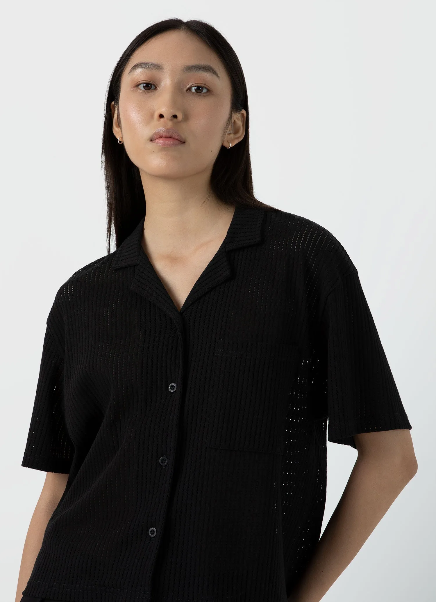 Women's Lace Mesh Shirt in Black sold by Sunspel product image thumbnail 3