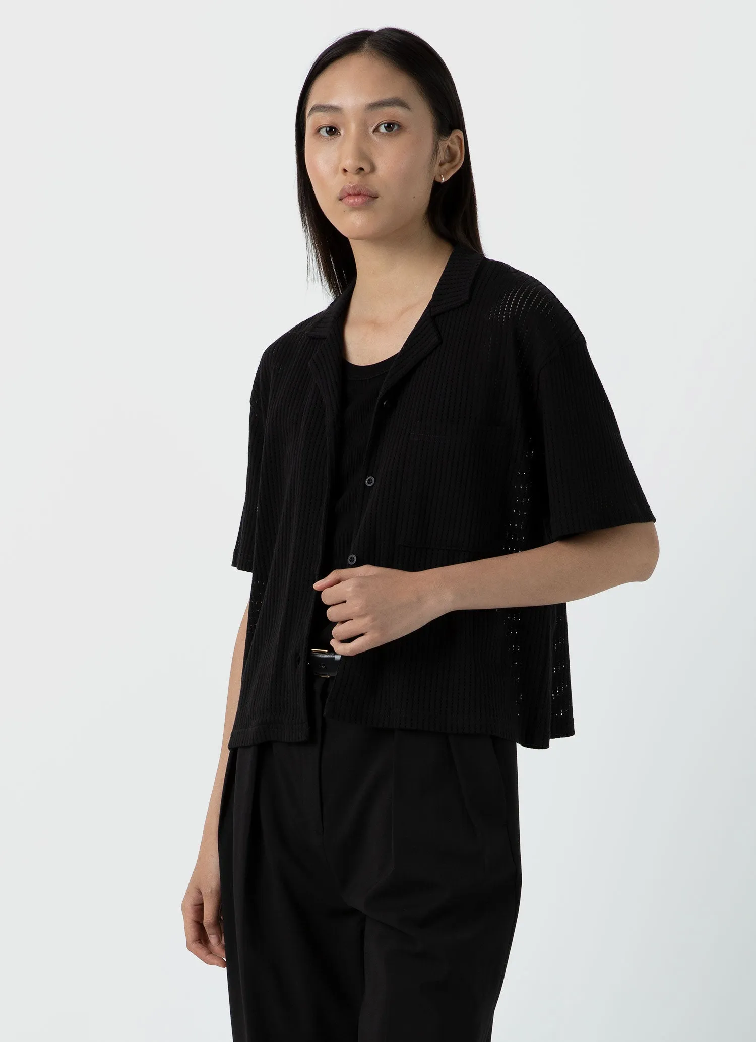 Women's Lace Mesh Shirt in Black sold by Sunspel product image thumbnail 2