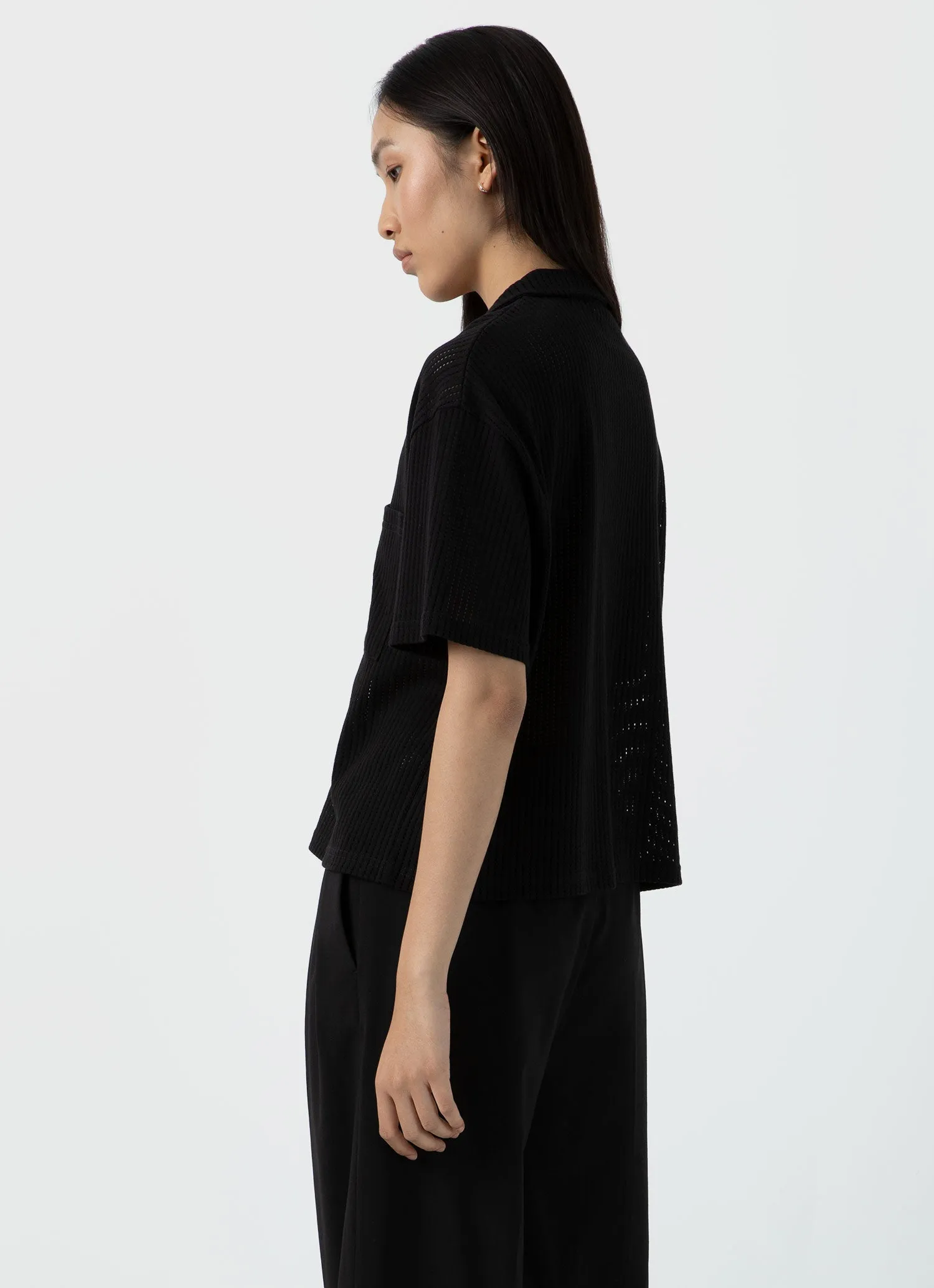 Women's Lace Mesh Shirt in Black sold by Sunspel product image thumbnail 4