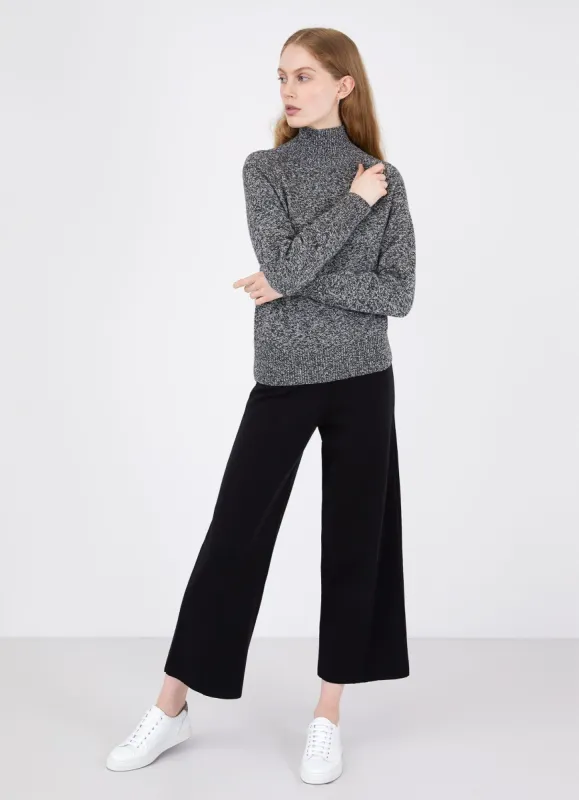 Women's Merino Wide Leg Trouser in Black sold by Sunspel