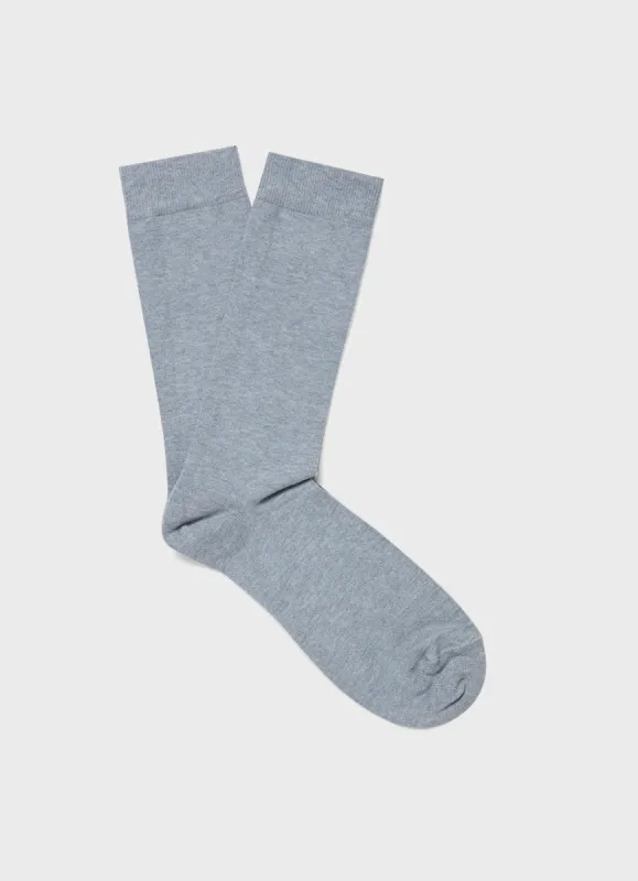 Men's Cotton Socks in Smoke Blue Melange sold by Sunspel