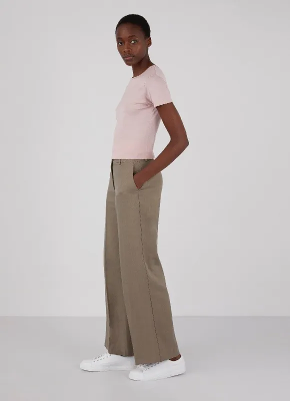 Women's Wide Leg Trouser in Soft Khaki sold by Sunspel