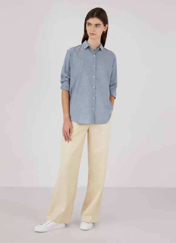 Women's Linen Shirt in Blue Melange sold by Sunspel