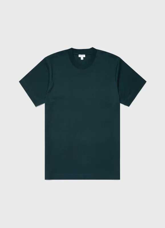 Men's Brushed Cotton T-shirt in Peacock sold by Sunspel