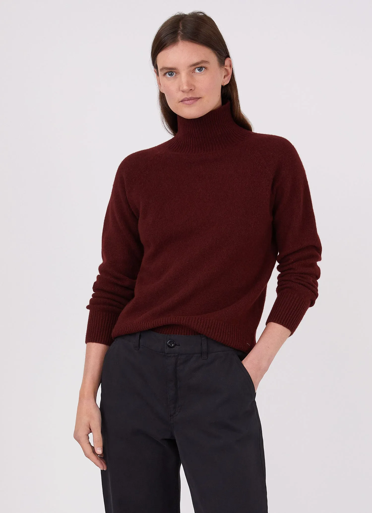 Women's Lambswool Funnel Neck Jumper in Port sold by Sunspel product image thumbnail 2