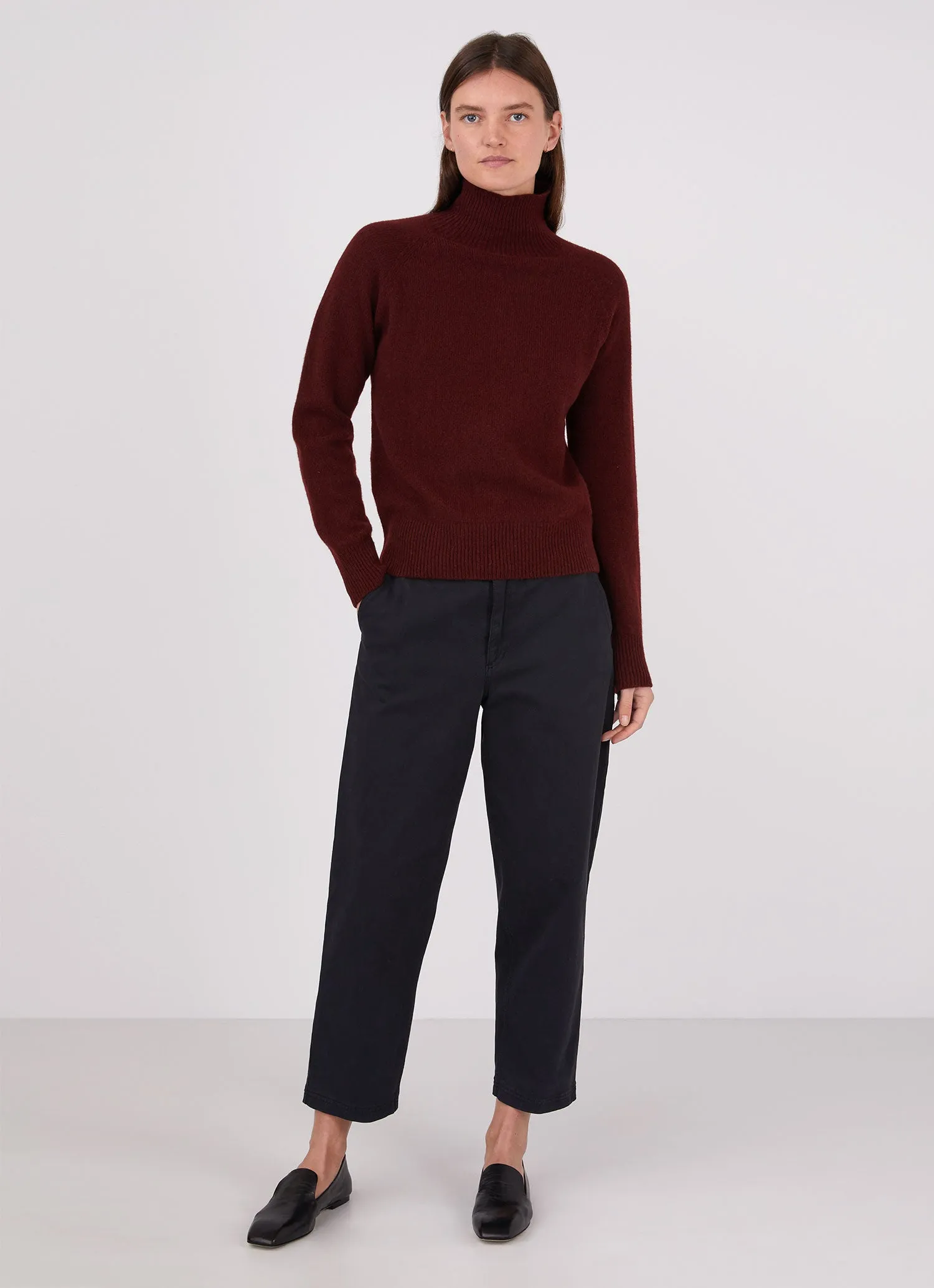 Women's Lambswool Funnel Neck Jumper in Port sold by Sunspel product image thumbnail 3