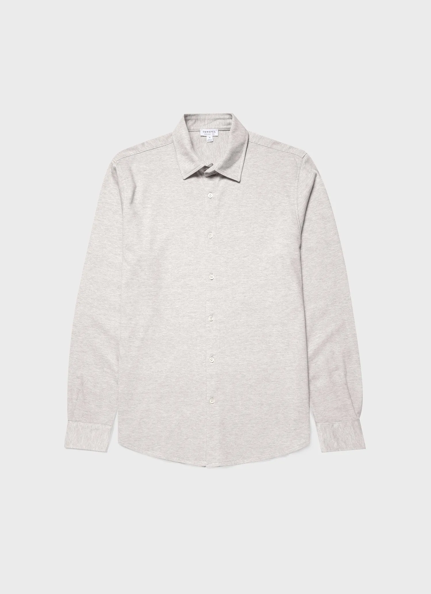 Men's Cotton Cashmere Piqué Shirt in Putty Melange sold by Sunspel