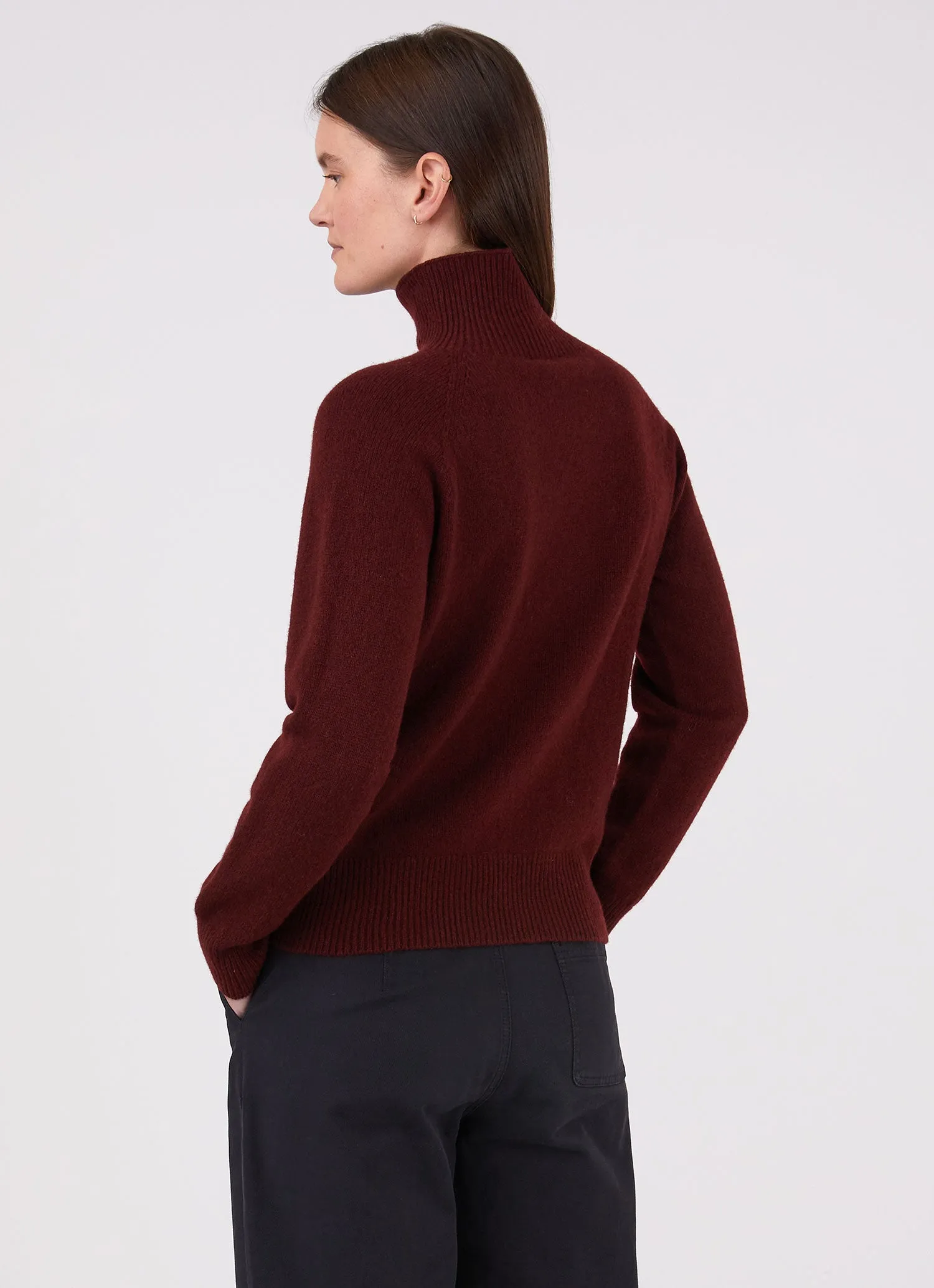 Women's Lambswool Funnel Neck Jumper in Port sold by Sunspel product image thumbnail 4